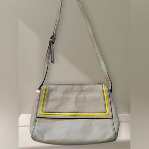 Kate Spade Light Gray Crossbody Bag with Yellow Trim
